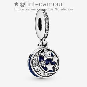 Pandora Vintage Night Sky Dangle Charm with Blue Enamel & Clear CZ